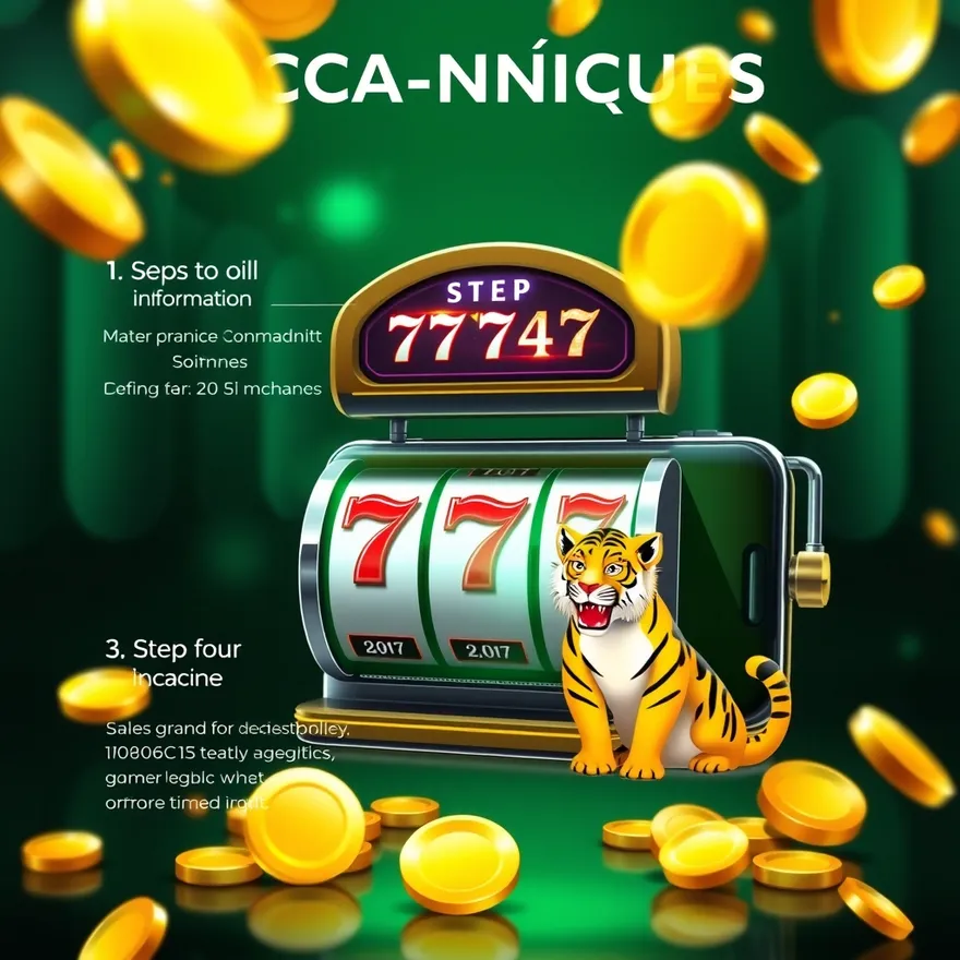 diagrama neon de um caça-níqueis identificando bobinas, linhas de pagamento, símbolo wild e scatter, com mascote de tigre ao lado